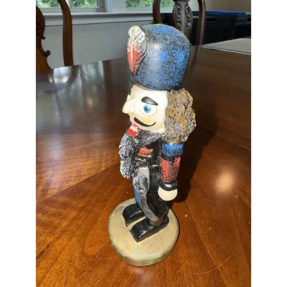 Decorative Nutcracker Soldier Christmas Holiday Decor Blue Hat Red/Black